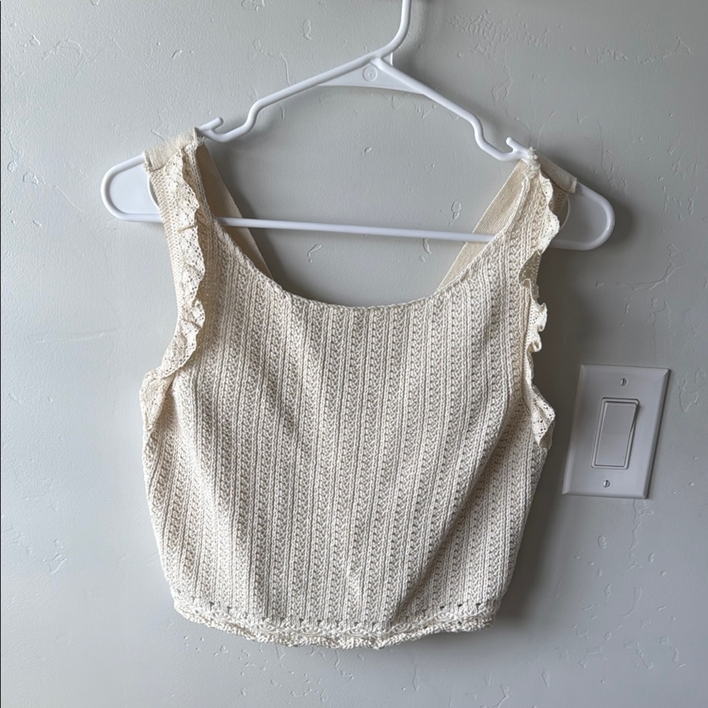 Cream Sleeveless Knit Top